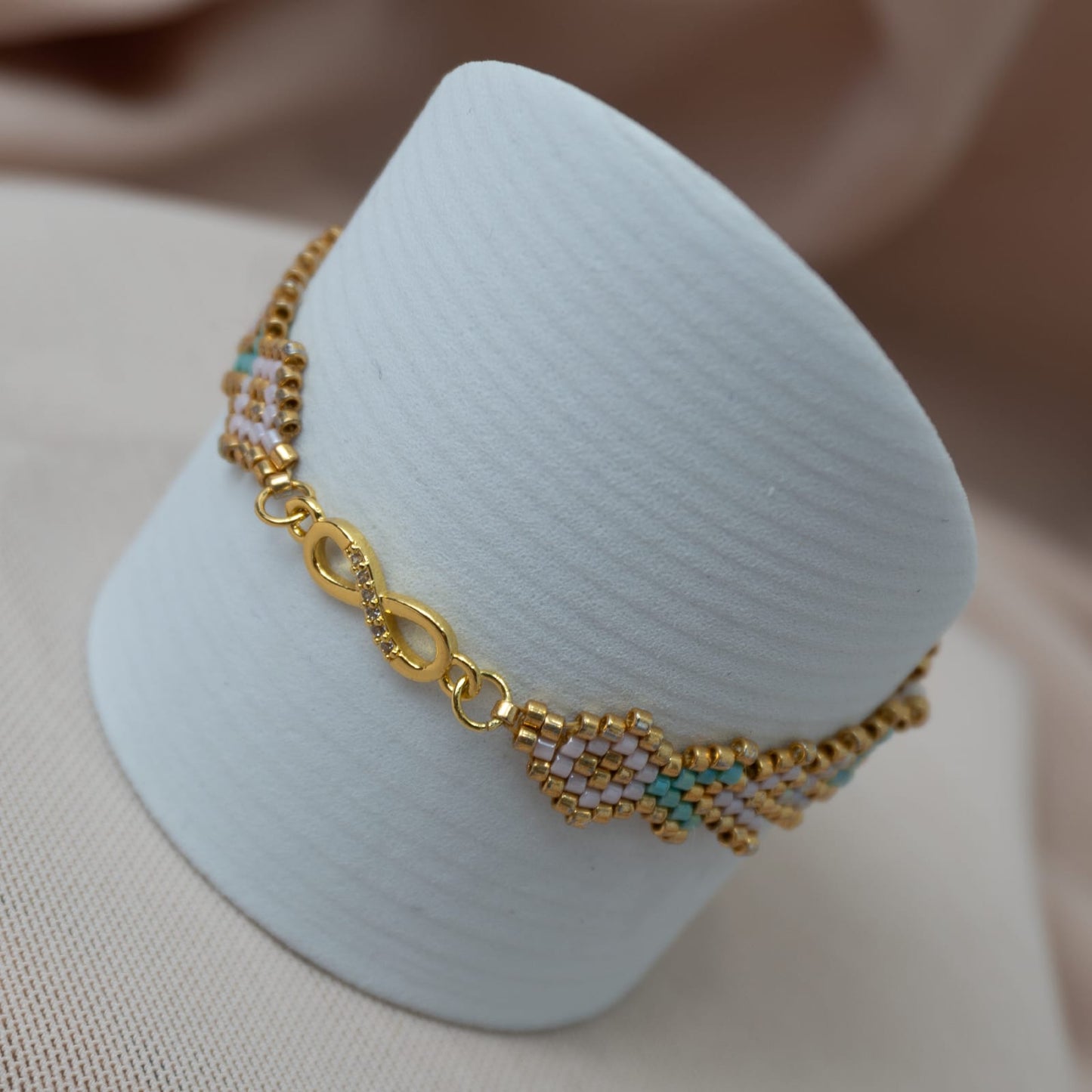 Pulsera Full Miyuki Espina con Hrj Infinito circones Oro Laminado 18k