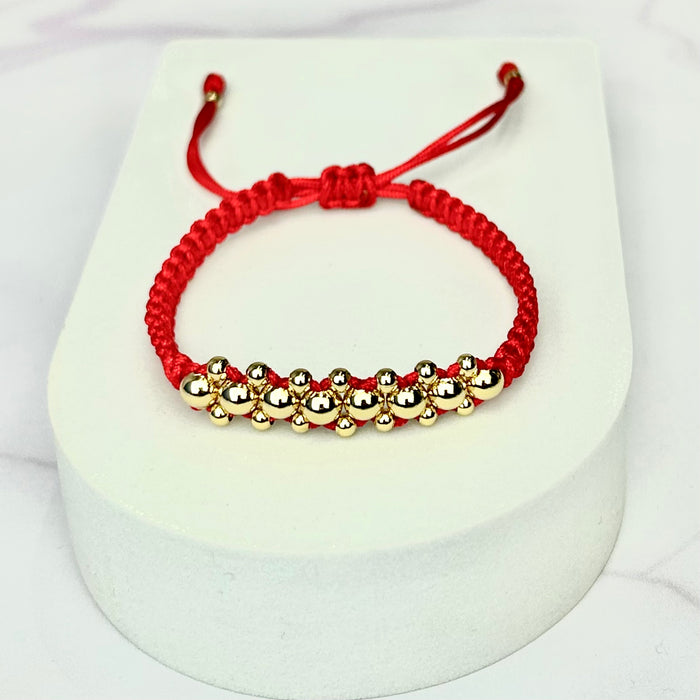 Pulsera Tejido Especial 3 carriles Balin Liso Oro Laminado 18 K RJ