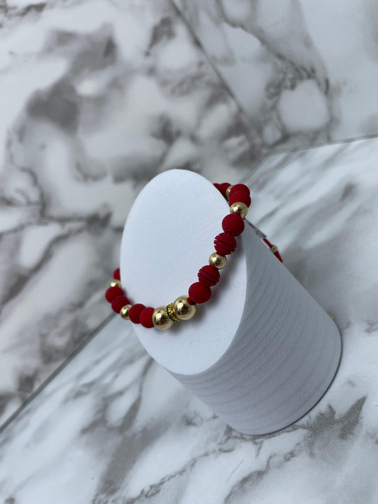 Pulsera Full Balin Neopreno Liso, Ranurado, Liso Dorado y Rondel Circón Verde Oro Laminado 18 K RJ