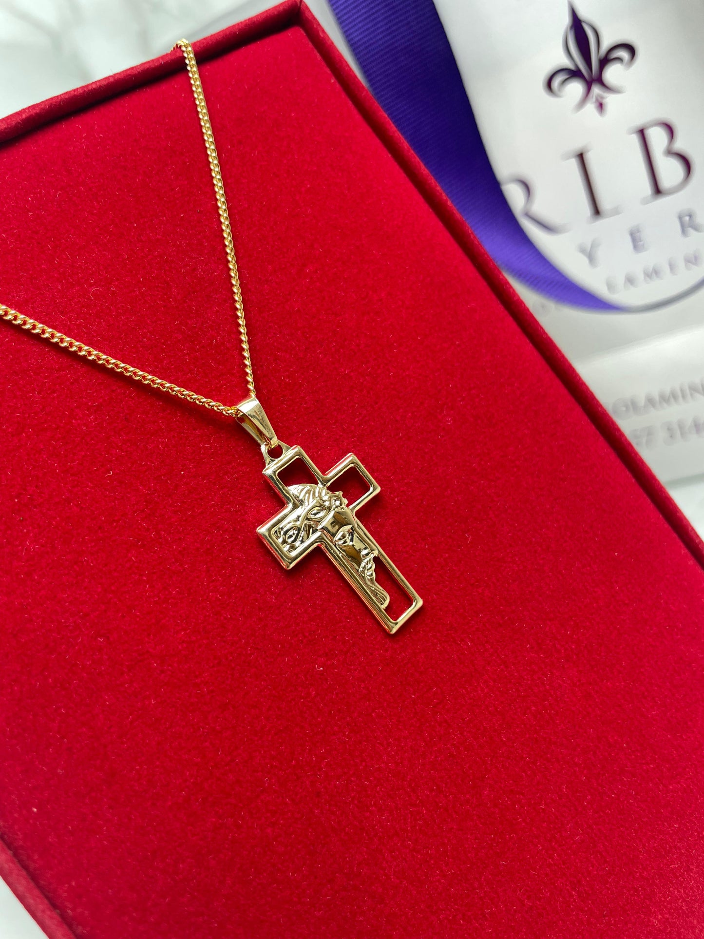 Dije Cruz Sagrado Rostro 33x16 mm