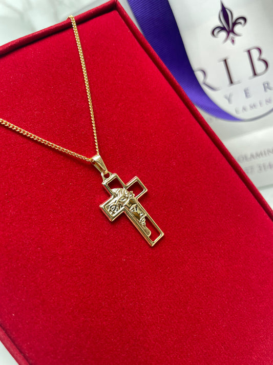 Dije Cruz Sagrado Rostro 33x16 mm