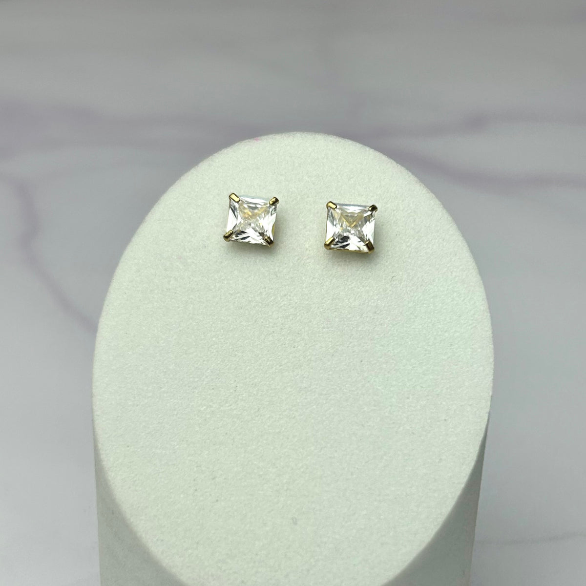 Arete Tipo Topo Circón Cuadrado Cristal 6 mm