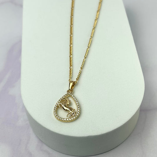 Dije Gota Caballo Borde Circones Cristal