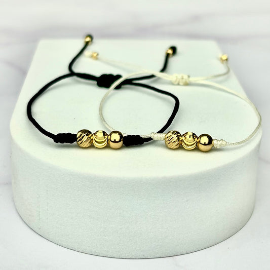 Combo: Pulseras Hilo Balin Mixto Oro Laminado 18K NG y Blc Hs