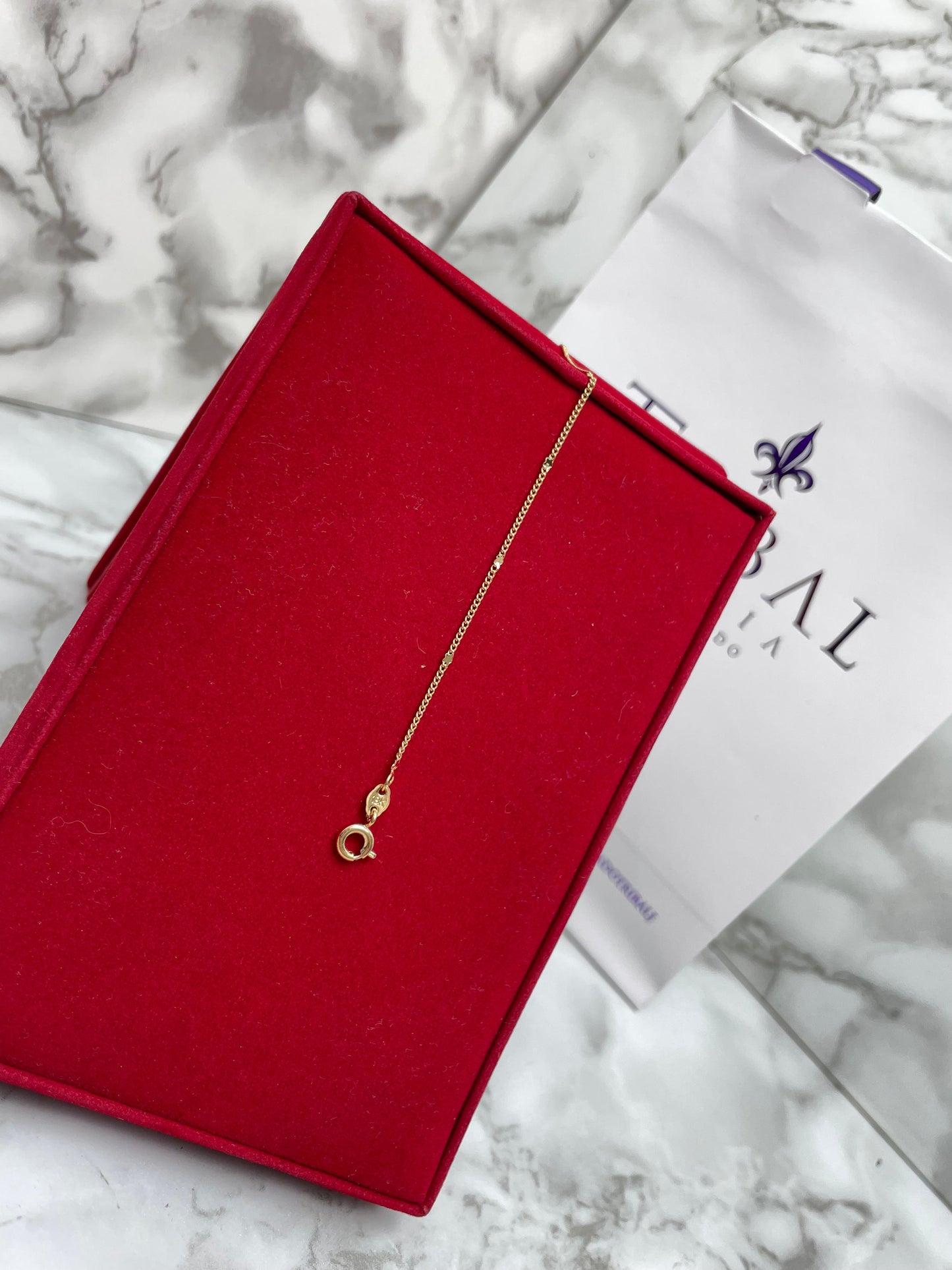 Pulsera Cubana Punto Estrella 1mm 19 cm