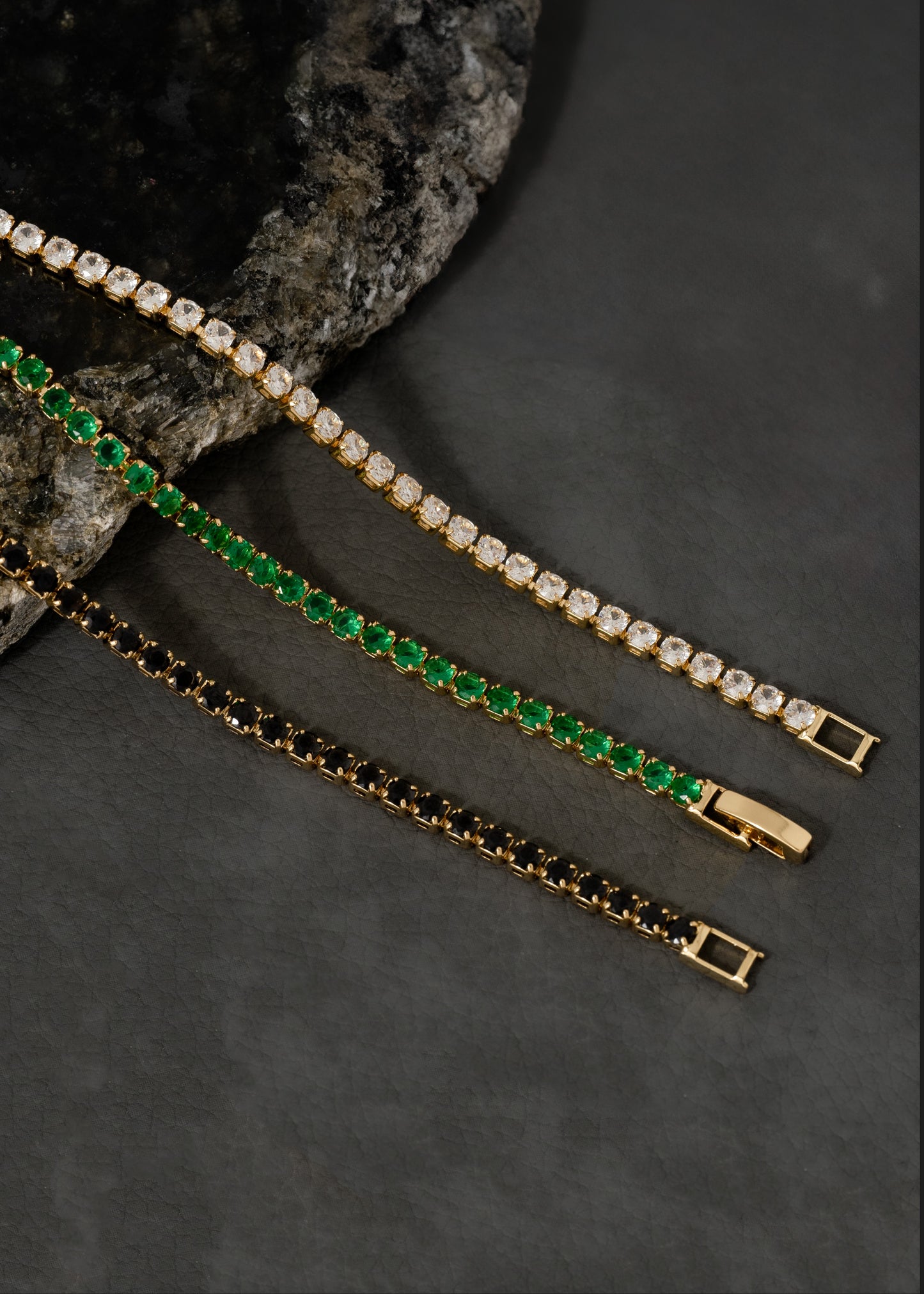 Pulsera Circonias Verde  Cristal 20 cm