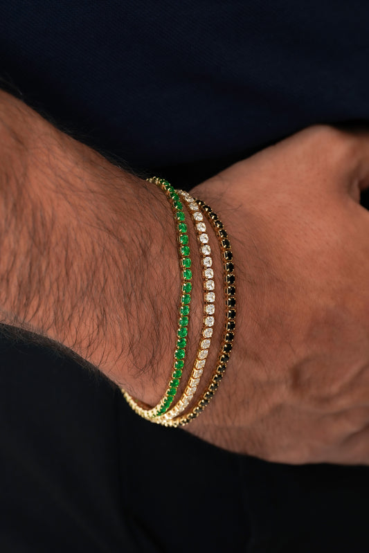 Pulsera Circonias Verde  Cristal 20 cm