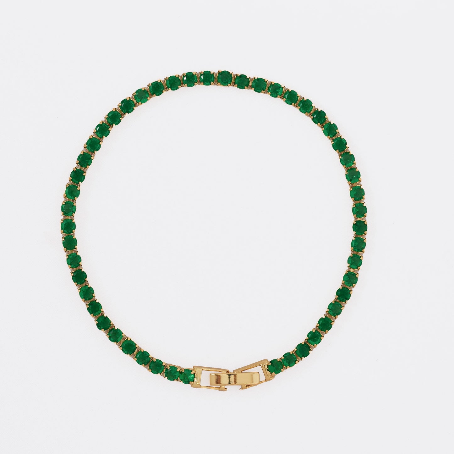 Pulsera Circonias Verde  Cristal 20 cm