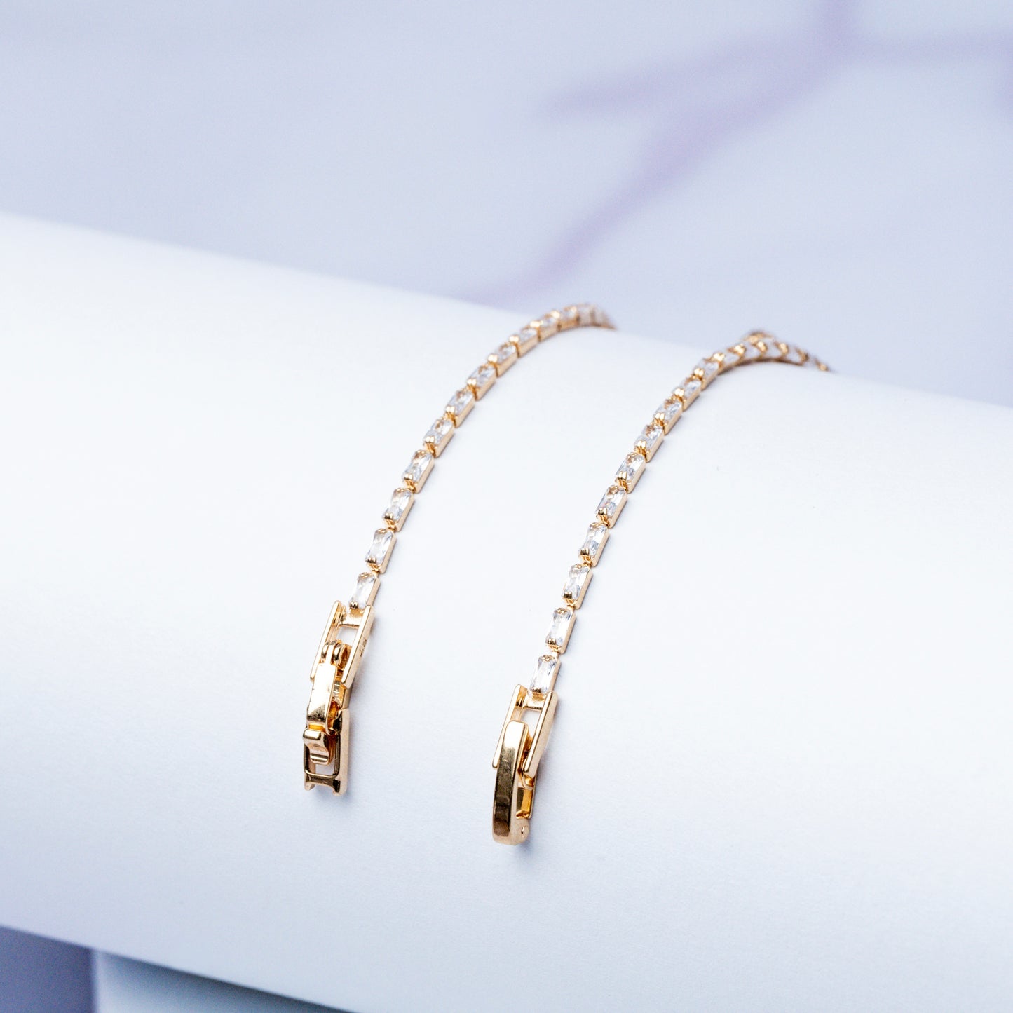 Pulsera Tipo Tennis Baguette Centro Tipo Van Cleff Circones Cristal 18 cm
