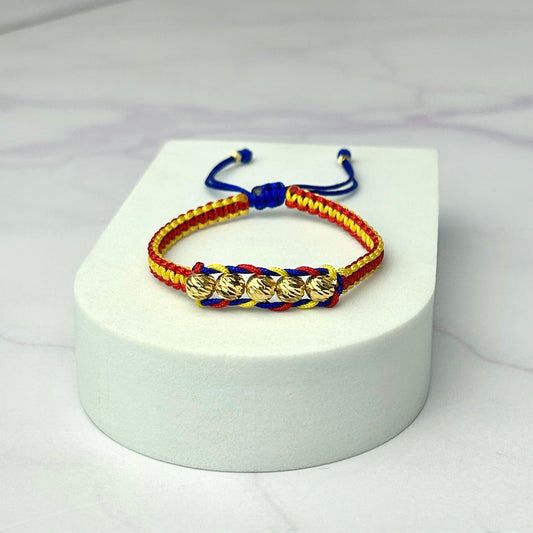 Pulsera Tricolor Balin Italy Tejido Especial Trenza Oro Laminado 18 K AZ