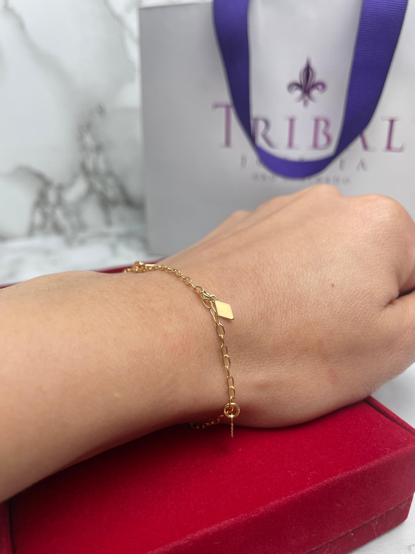 Pulsera Rombo Punto de Oro 18 cm