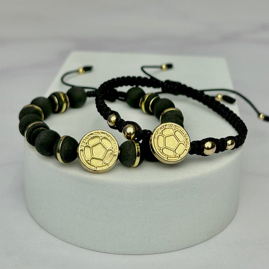 Combo: Pulseras Selección Tejida y Full Balin, con Hrj Balón OR18K Negra