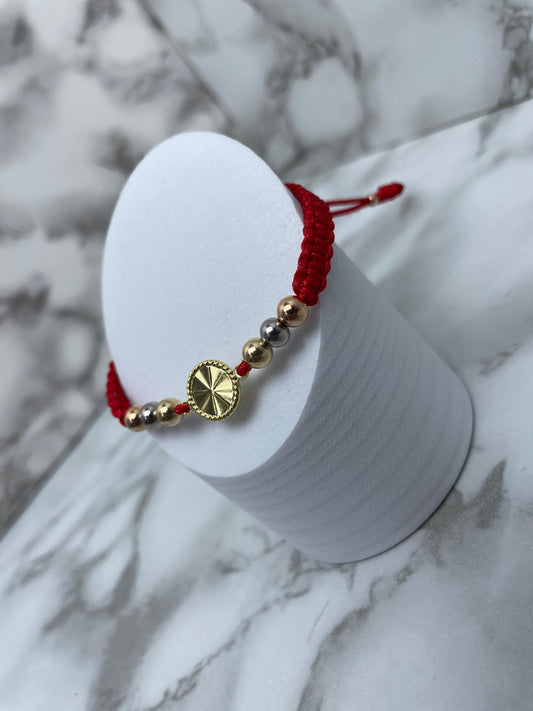 Pulsera Tejida Tres Oros 5MM Hrj Rim Oro Laminado 18 K RJ
