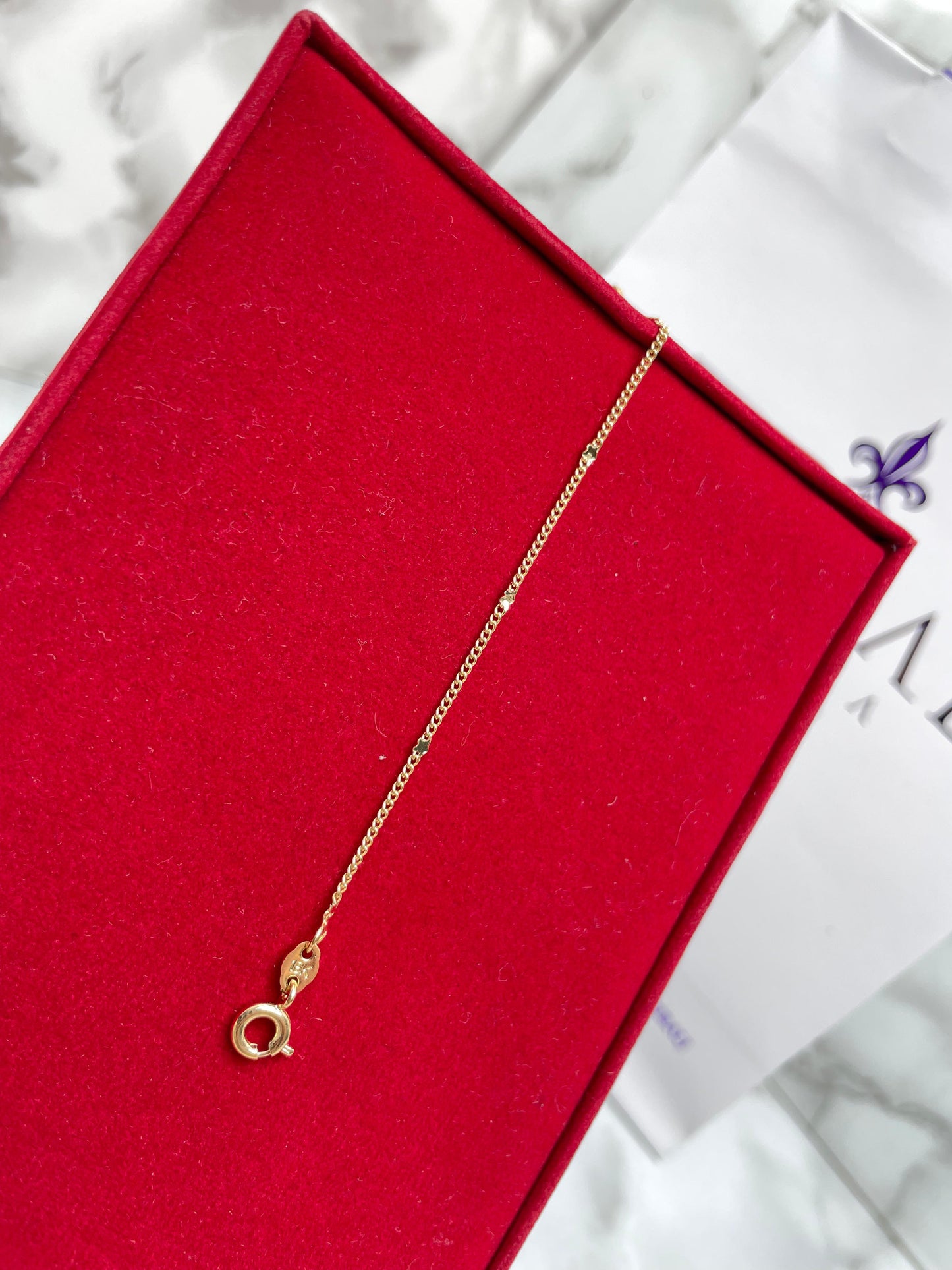 Pulsera Cubana Punto Estrella 1mm 19 cm