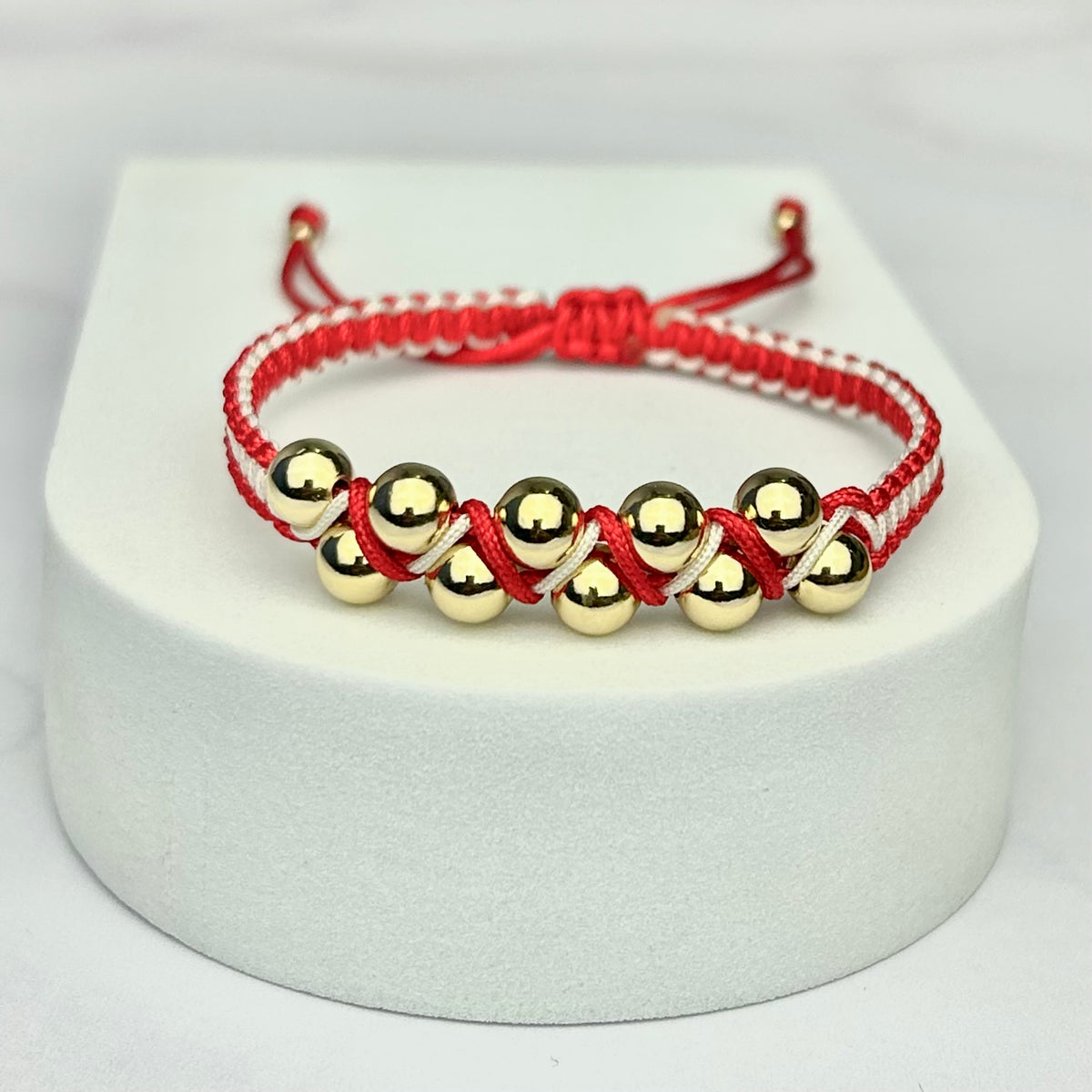 Pulsera Tejida Zig Zag Balin Liso Dorado 6 mm Bicolor ORL18K RJ Y BL