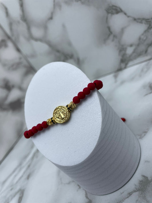 Pulsera Tejida Full Balin Neopreono 4MM, Italy y Rondel NG con San Benito Abad Oro Laminado 18K