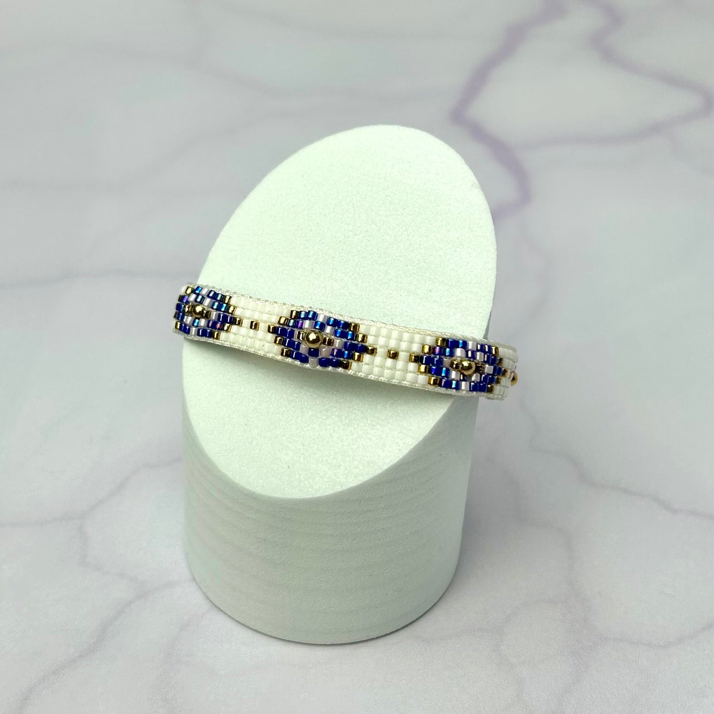 Pulsera Full Miyuki Cinco Líneas con Intervalos Balin Liso Oro Laminado 18k BL