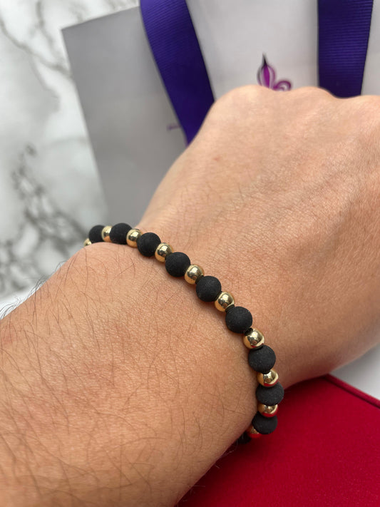 Pulsera Tejida Full Balin LD, Neopreno Oro Laminado 18 K NG
