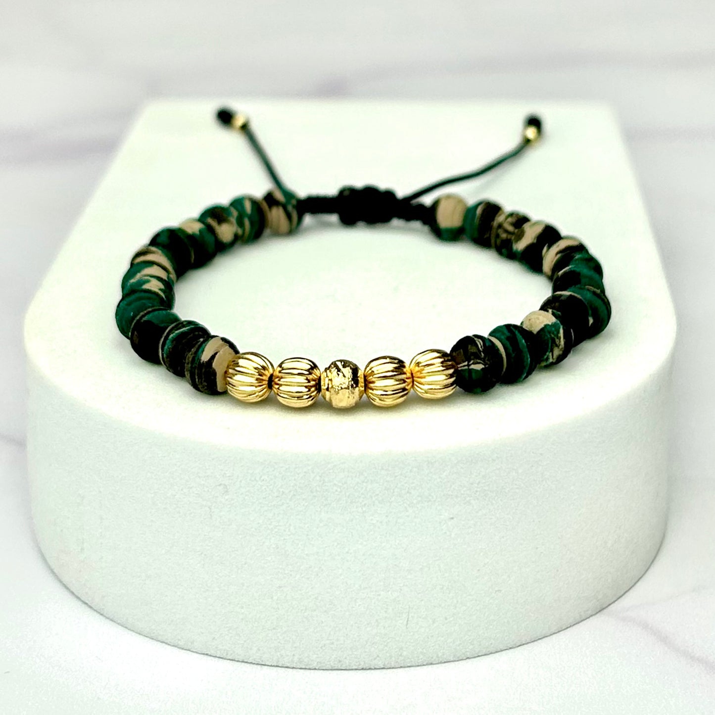 Pulsera Full Balin Camuflado Verde Neopreno Ranurado, Balin Frances, Diamantado OL 18K NG