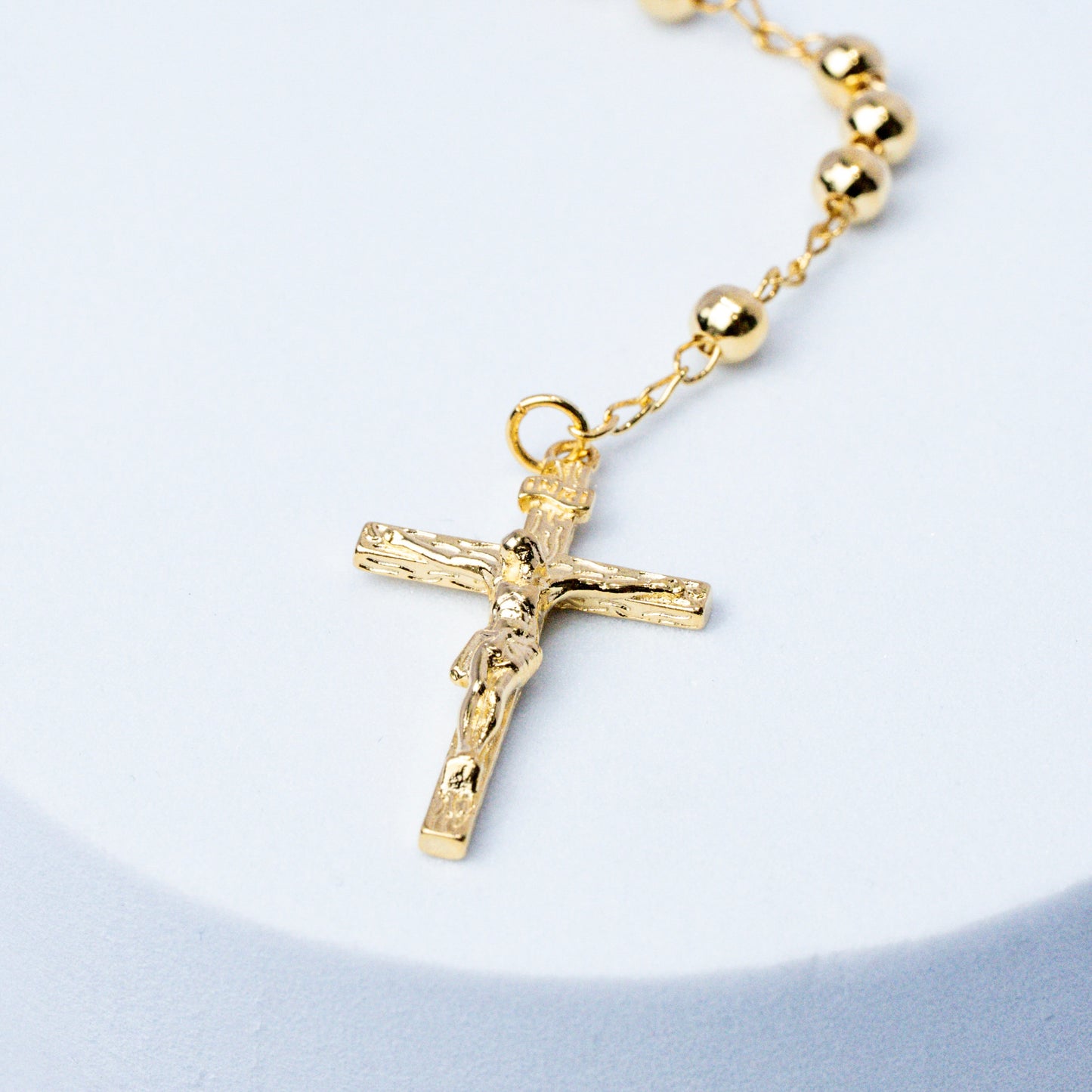 Rosario Crucero Virgen circones Cristal Crucifijo Remarcado Balin 3mm 65cm