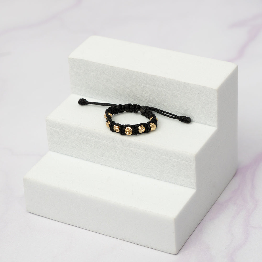 Anillo Tejido Balin Italiano Recubierto Oro Laminado 18 k Ng