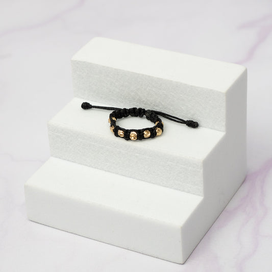Anillo Tejido Balin Italiano Recubierto Oro Laminado 18 k Ng