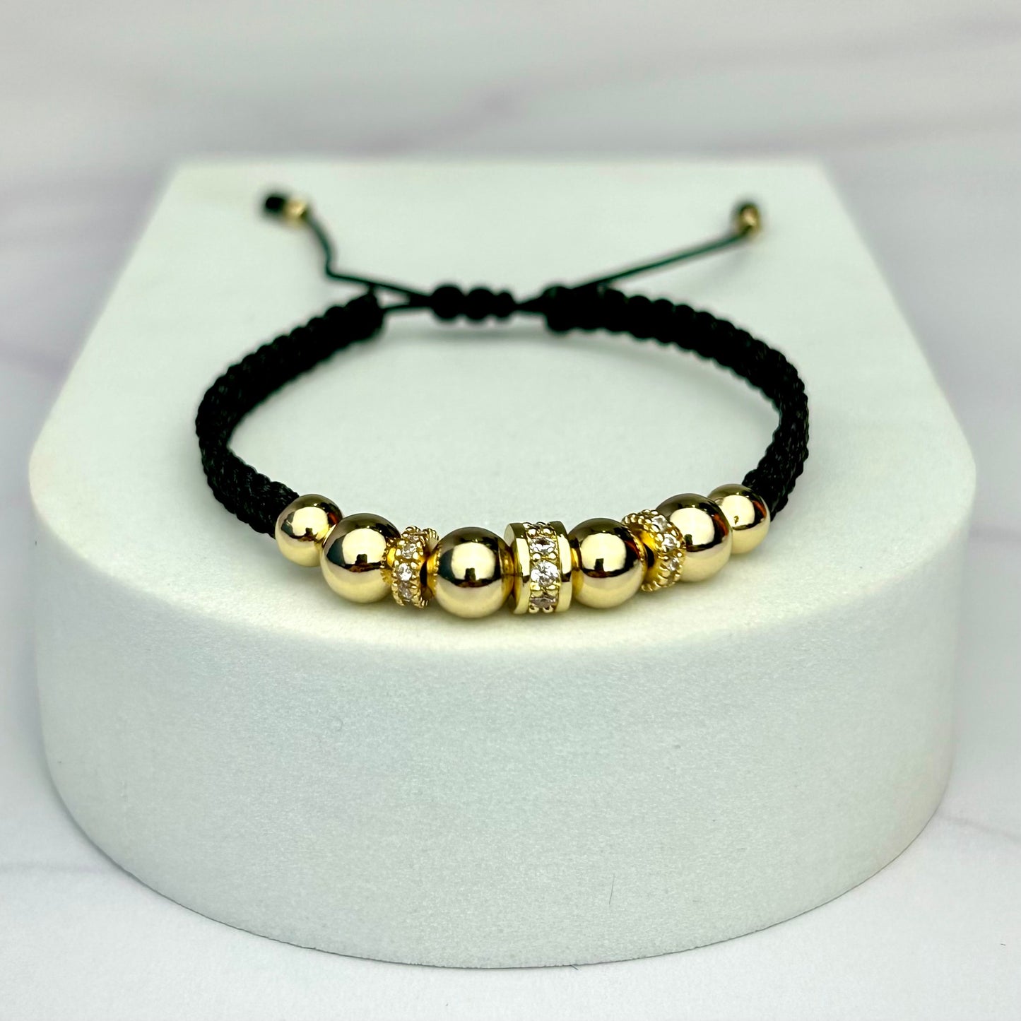 Pulsera Tejida Balin Liso Rondel cristal y Hrj Rondel Luxe OR18K NG