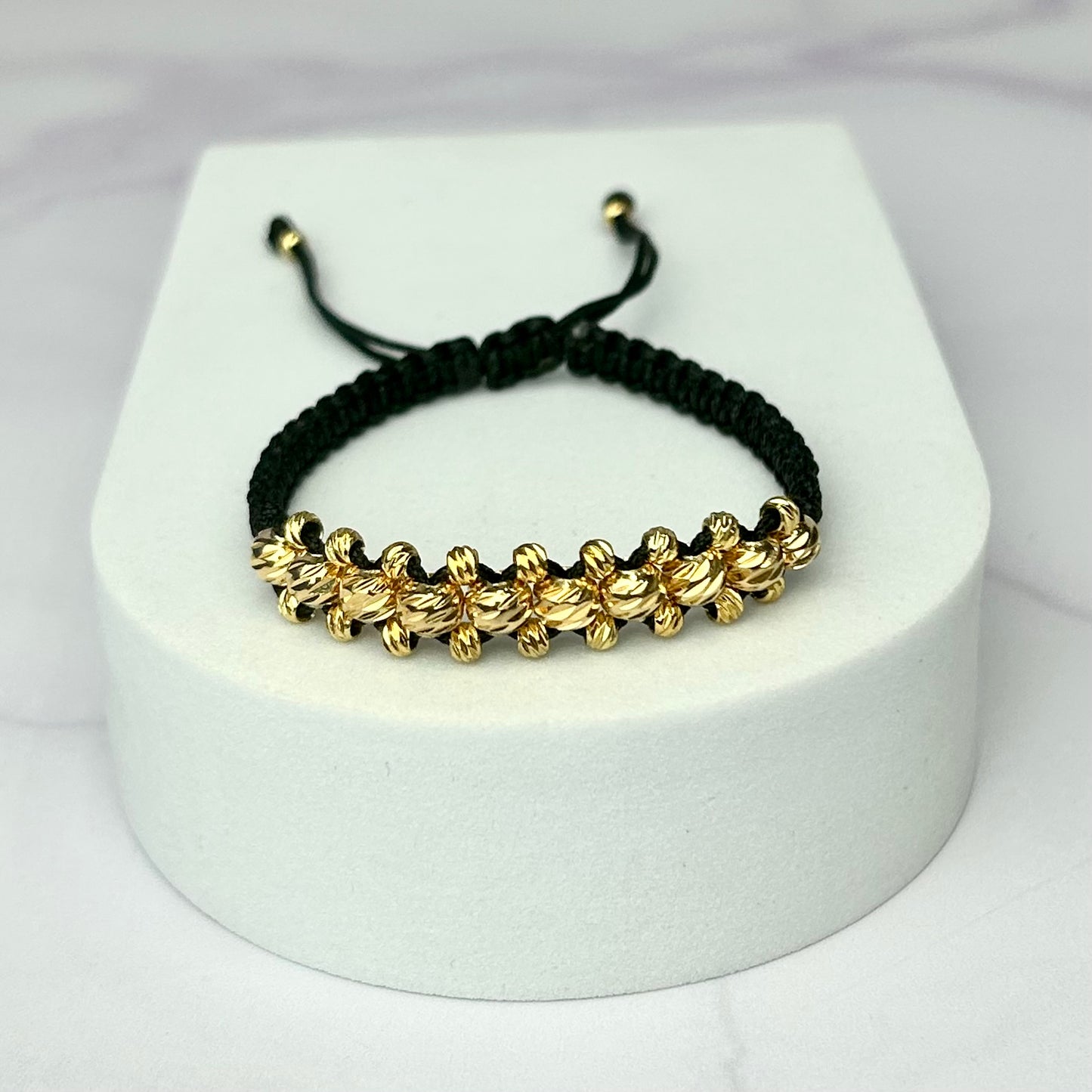 Pulsera Tejida Especial Tres Carriles Balin Italy  Oro Laminado 18 k NG