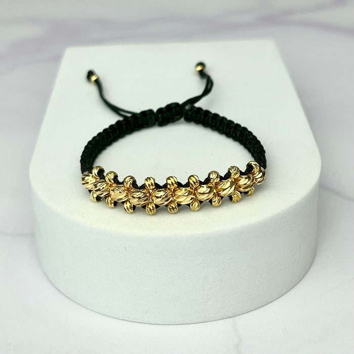 Pulsera Tejida Especial Tres Carriles Balin Italy  Oro Laminado 18 k NG