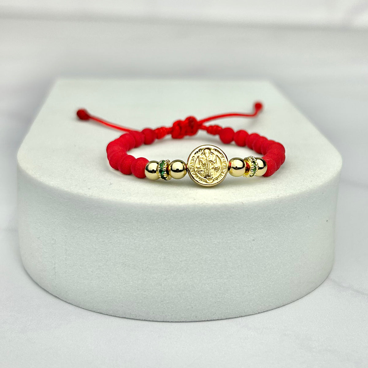 Pulsera pqña Full Balin Neopreno, Rondel circón verde, Hrj San Benito OL18K RJ