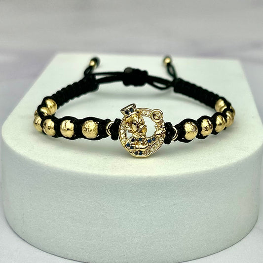 Pulsera Tejida Balin Diamantado Hrj Redondo Tio Rico Circones OL18K NG