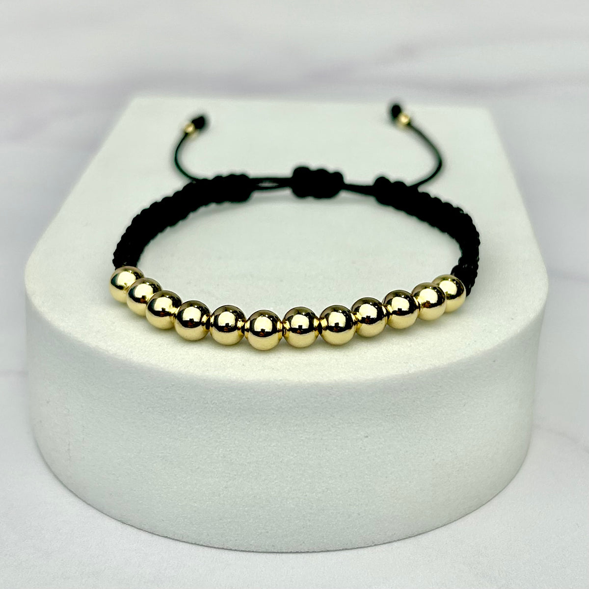 Pulsera Tejida Balin liso dorado OL18K Negro