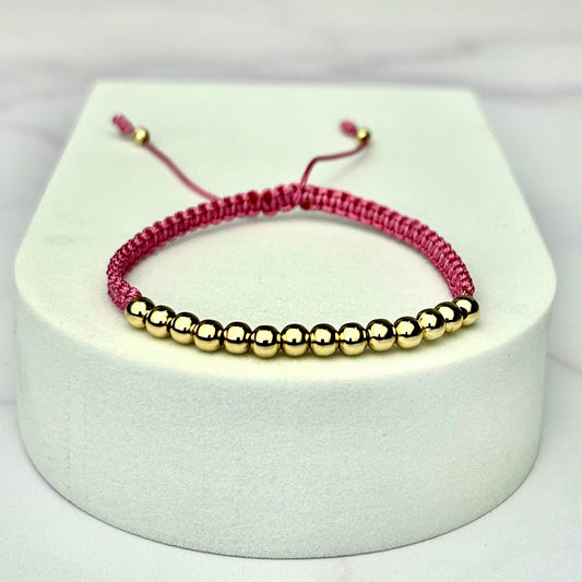 Pulsera Tejida Balín Liso Palo de Rosa