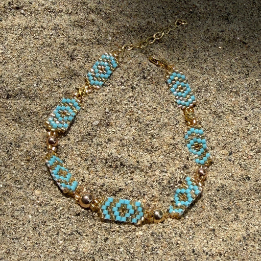 Pulsera Miyuki Bloques Turqueza Balin Liso, Italy