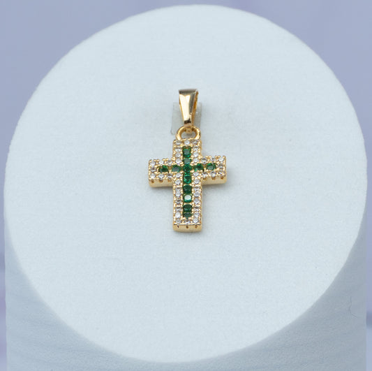 DIJE CRUZ 16 MM CON BORDES CRISTAL