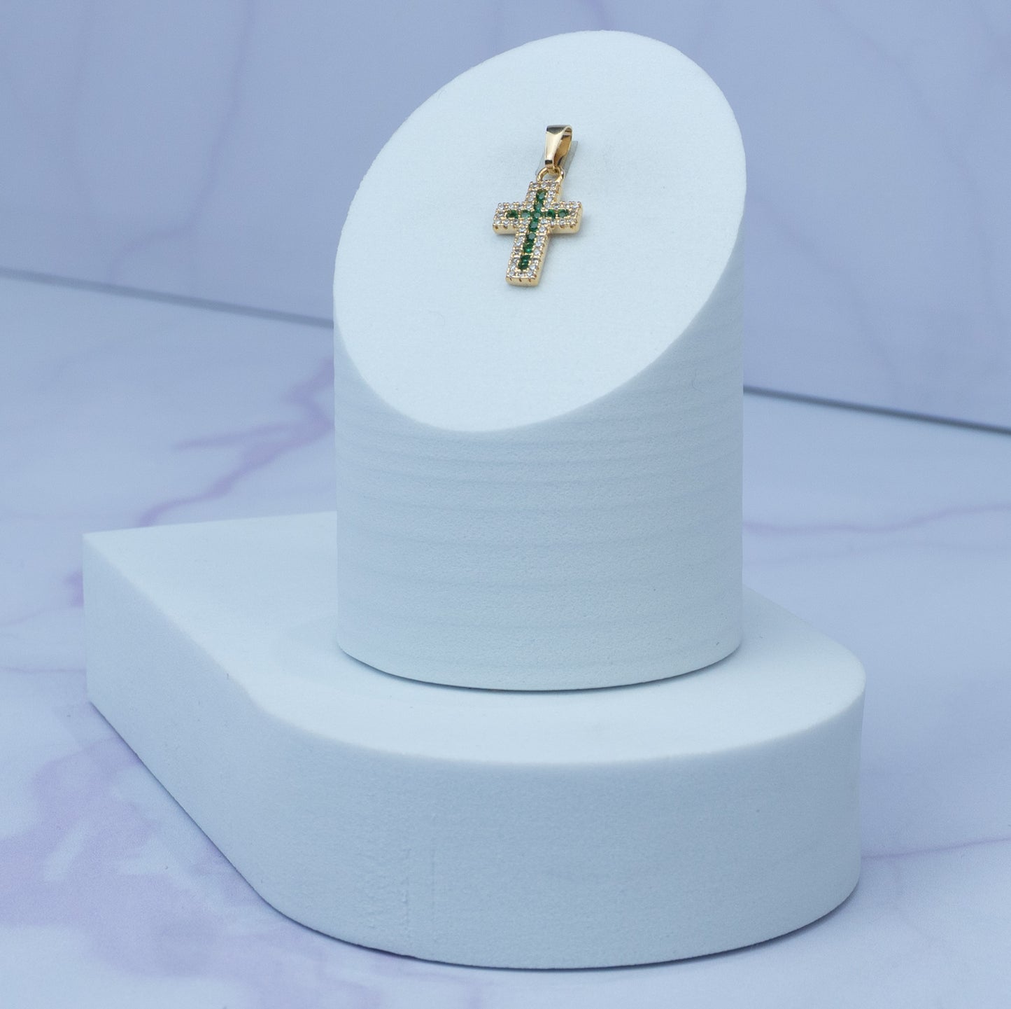 DIJE CRUZ 16 MM CON BORDES CRISTAL