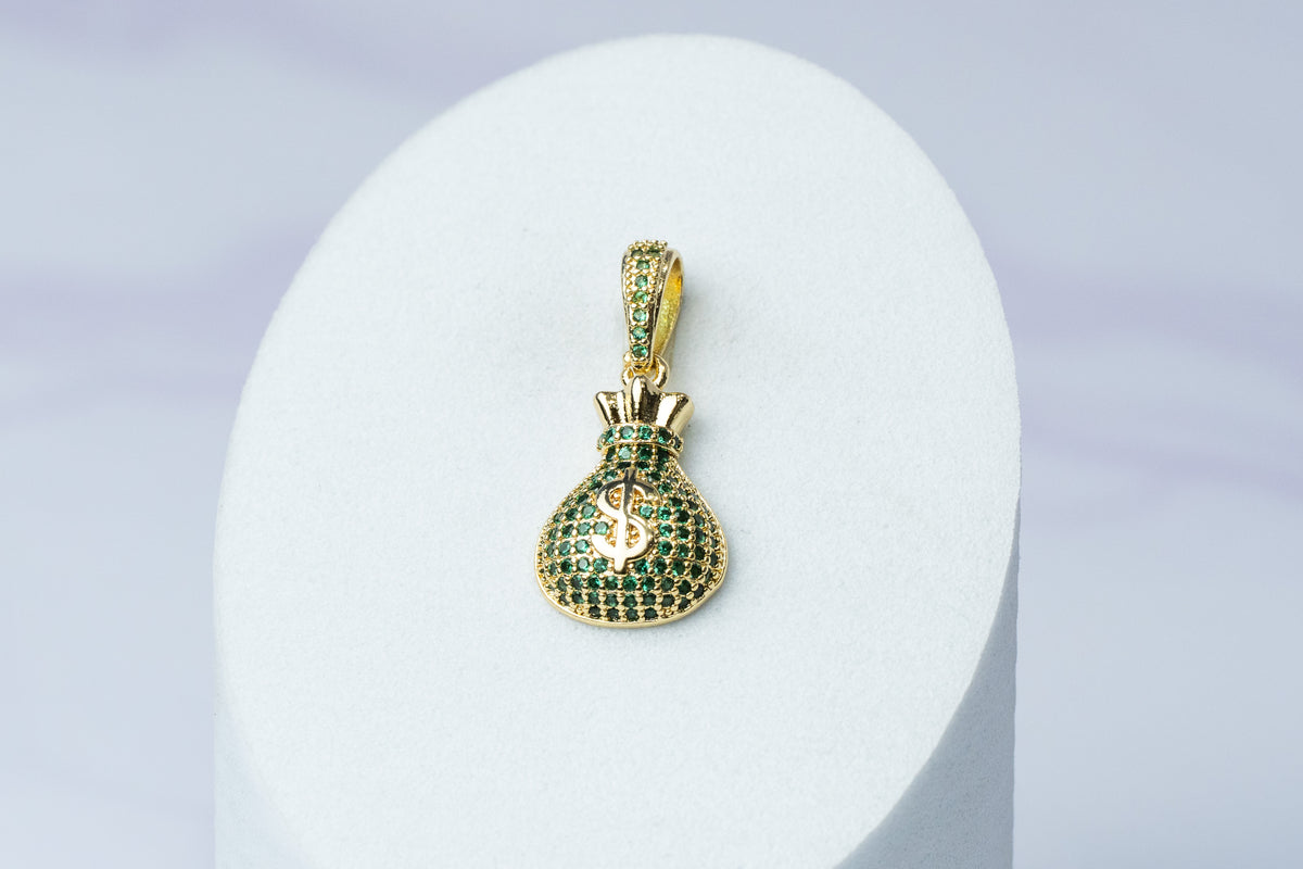 Dije Bolsa de Dinero Circones Verdes 18 mm x 12 mm