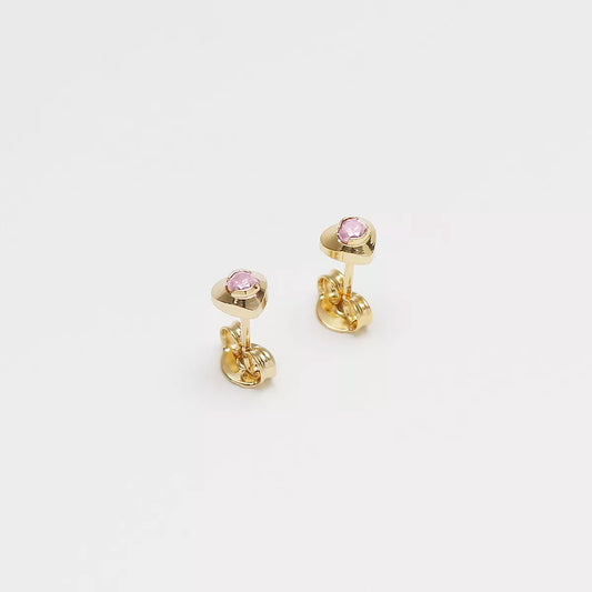 Arete Corazón Mini circón rosa