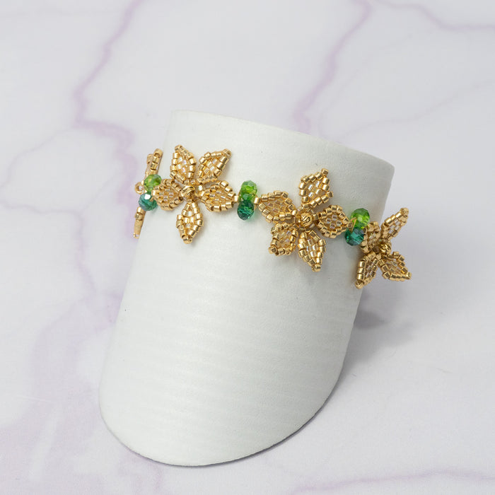 Pulsera Miyuki Orquidea Dorada Balin Italy