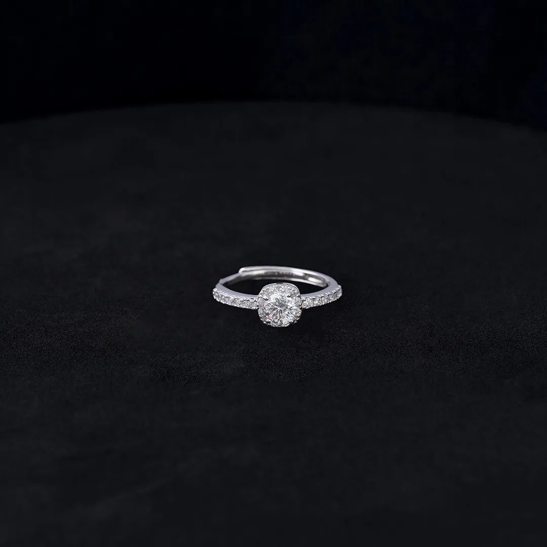 Anillo ajustable Solitario moisanita classic Plata 925