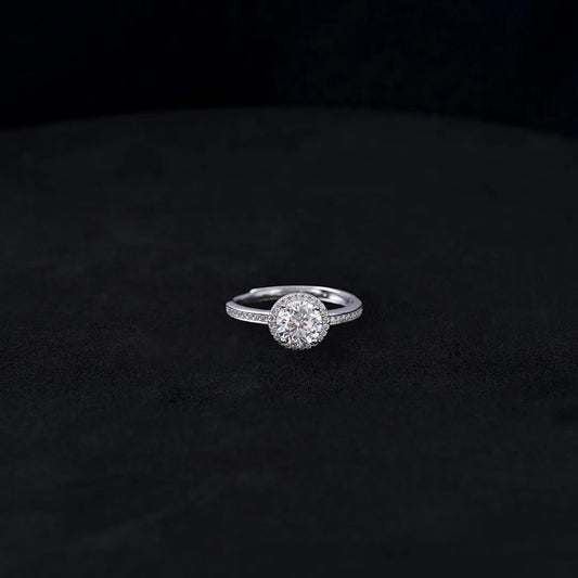 Anillo Plata Halo Round ajustable