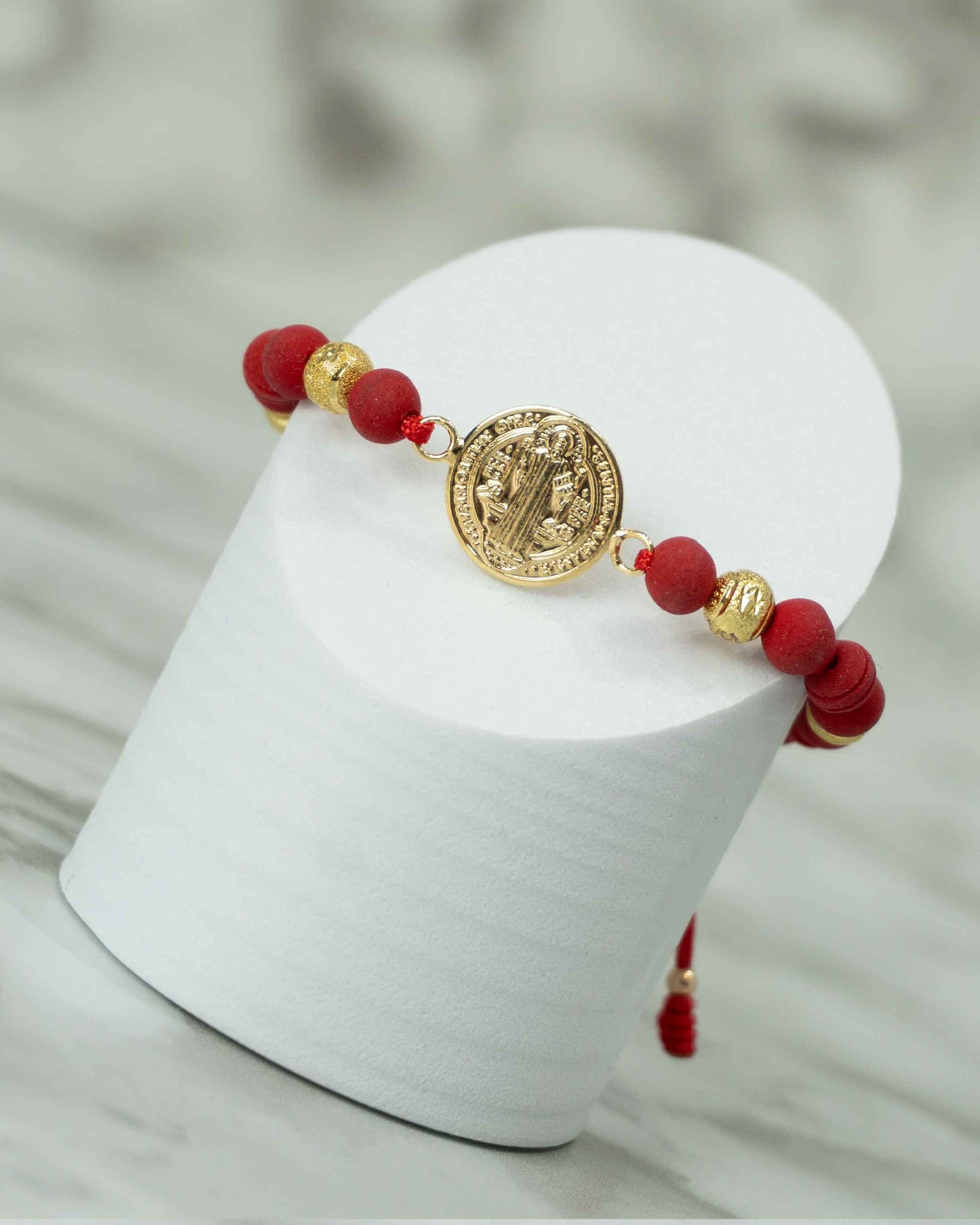 Pulsera Full Balin Neopreno Ranurado, Liso y Balin Diamantado HRJ San Benito Oro Laminado 18K RJ