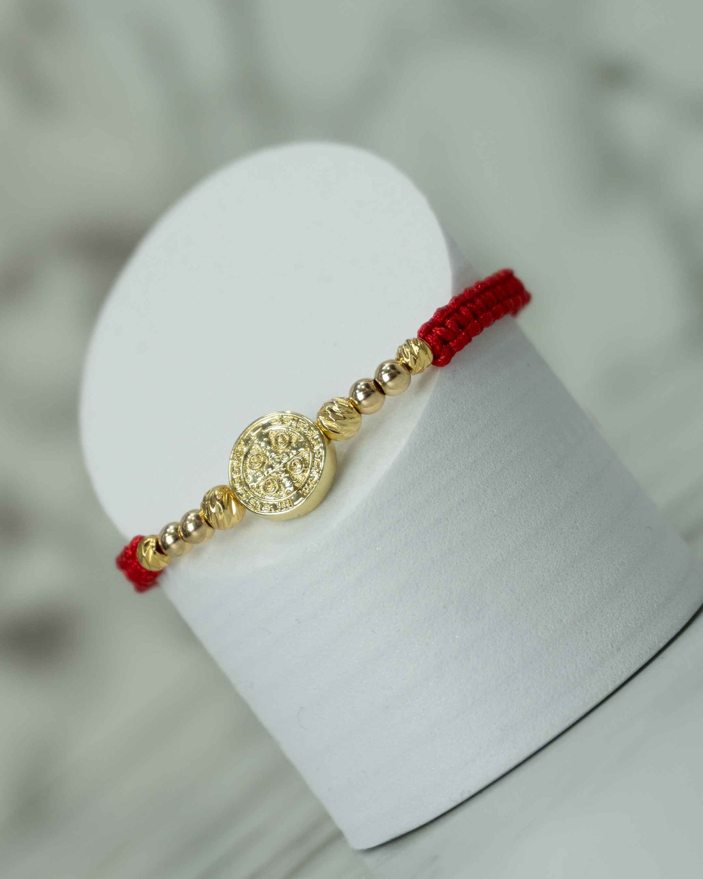 Pulsera Tejida, Balin Italy, liso y Hrj San Benito Abad Oro Laminado 18k RJ