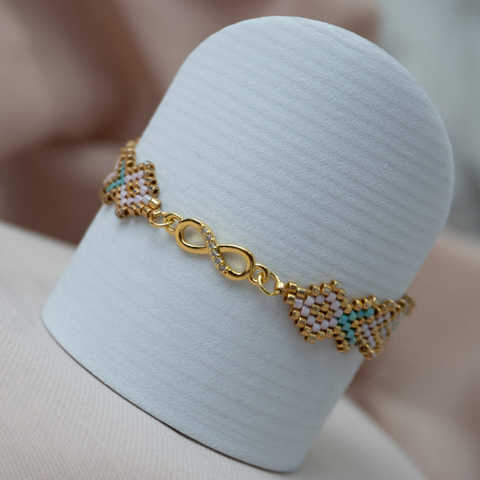 Pulsera Full Miyuki Espina con Hrj Infinito circones Oro Laminado 18k