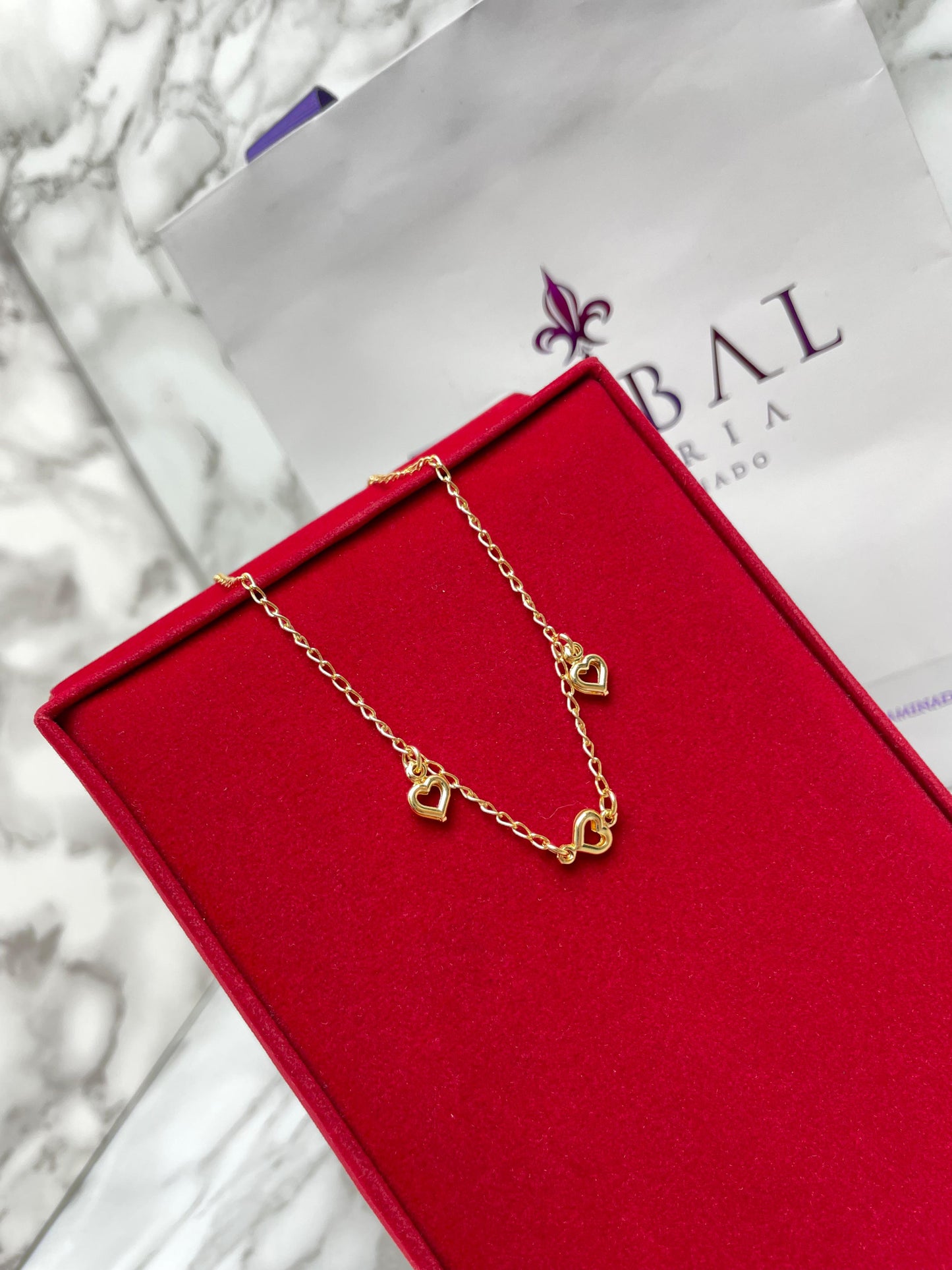 Tobillera Alterna Silueta Corazones 28 cm