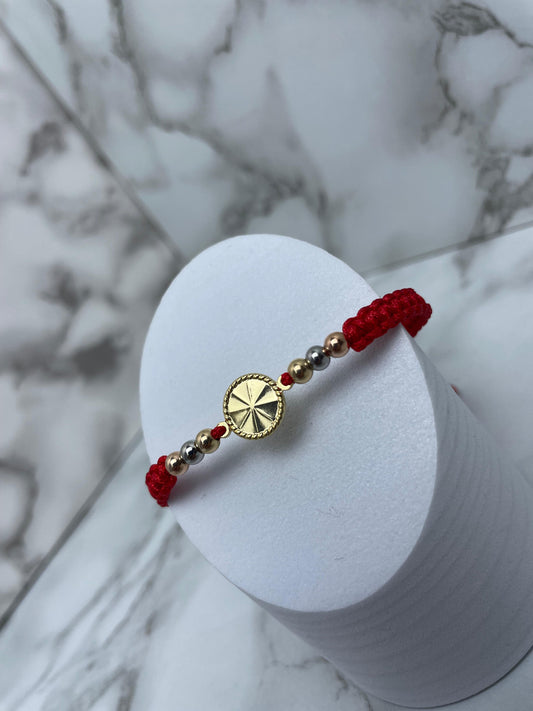 Pulsera Tejida Tres Oros, con Hrj Rim Oro Laminado 18 K RJ