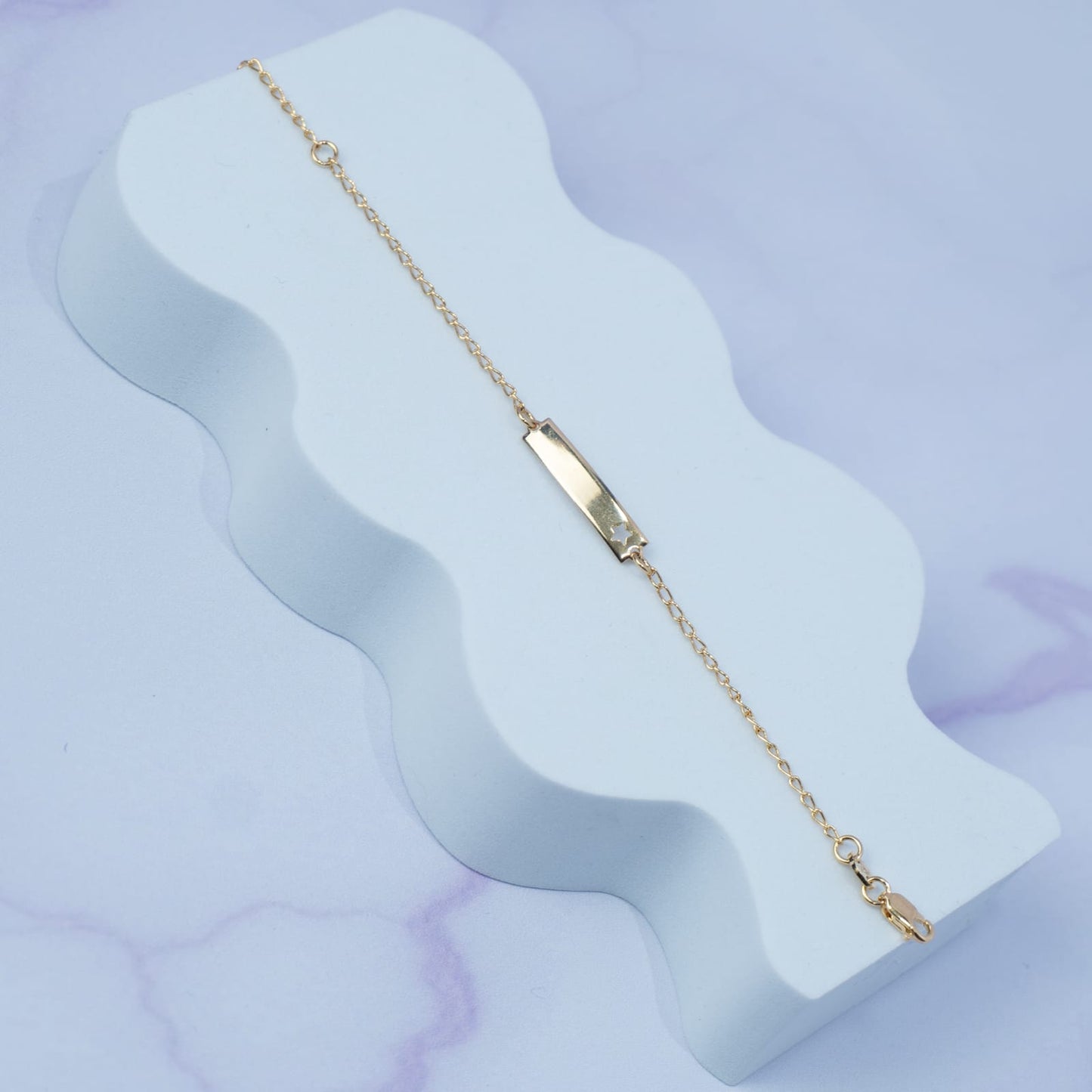 PULSERA ESLABONES 1.5 MM X 15.5 CM PLACA SILUETA ESTRELLA