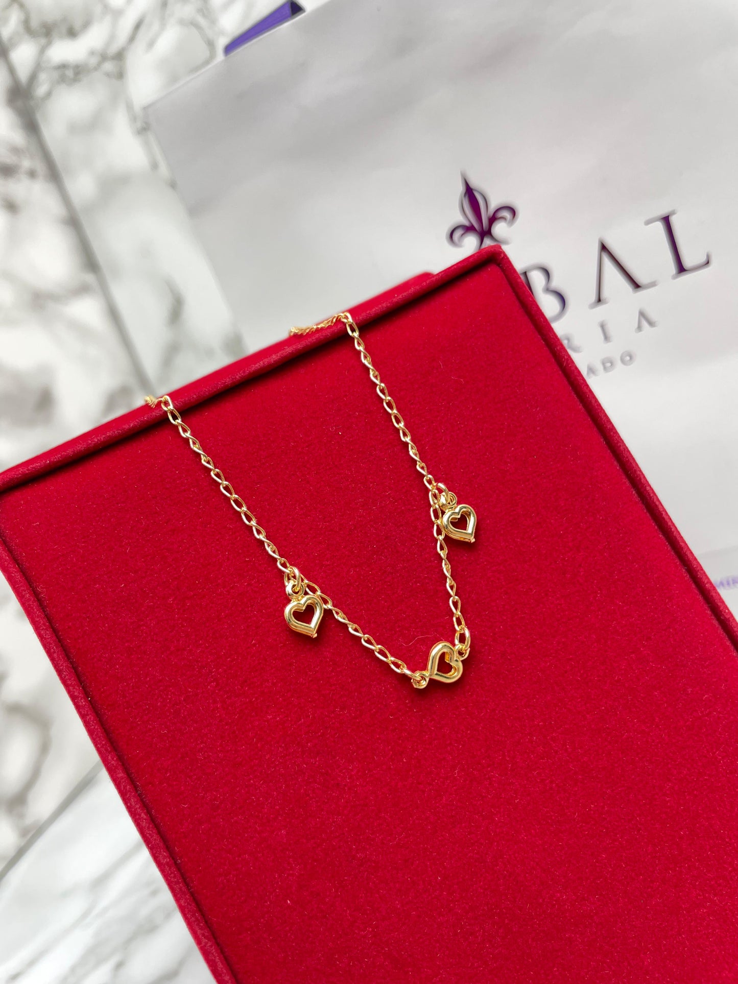 Tobillera Alterna Silueta Corazones 28 cm