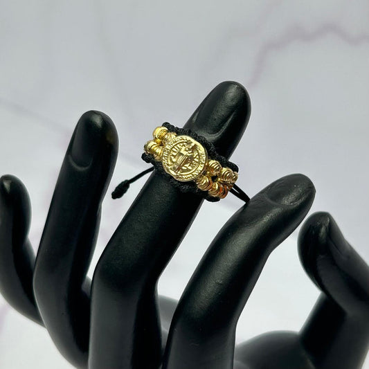 Anillo Tejido Balin Italy Hrj San Benito Oro Laminado 18 K NG