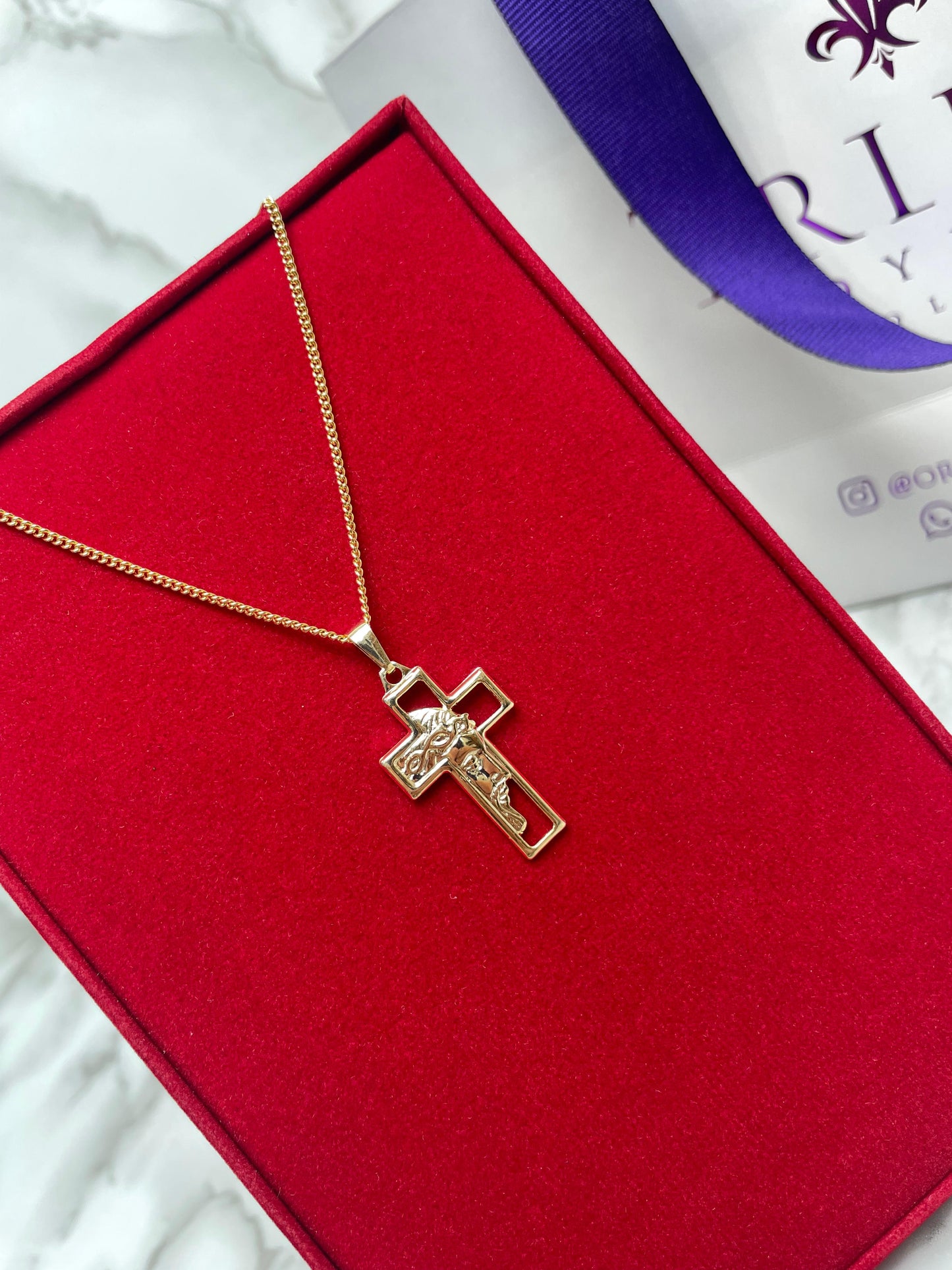 Dije Cruz Sagrado Rostro 33x16 mm